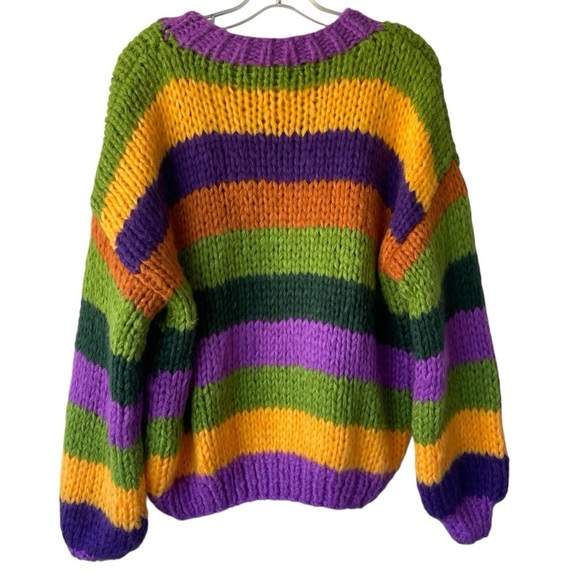 FRNCH knitted color striped chunky sweater Size Medium - Picture 4 of 8